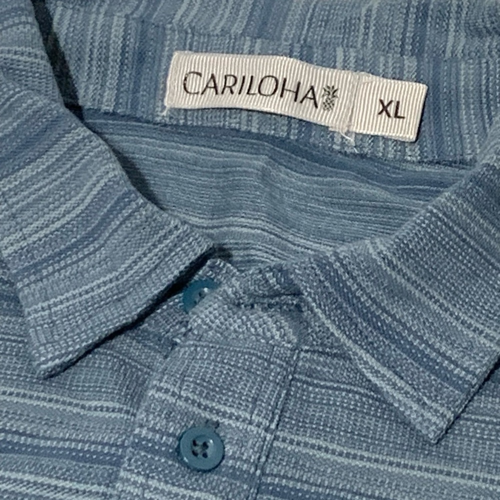 Cariloha Jacquard Bamboo Polo Shirt NWT XL Slate Blue - Picture 2 of 10